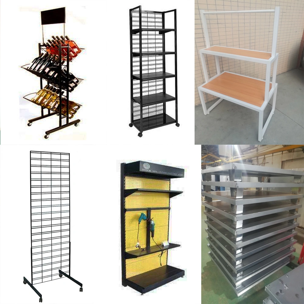 Metal Steel Storage Store Wire Hanging Exhibition Floor Wall Supermarket Universal Gondola Cosmetic Display Stand Rack 5 Shelf