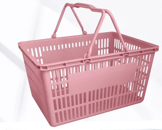 25L Double Handle Shopping Basket Supermarket Equipment with Big Capacity Stock 5 Color