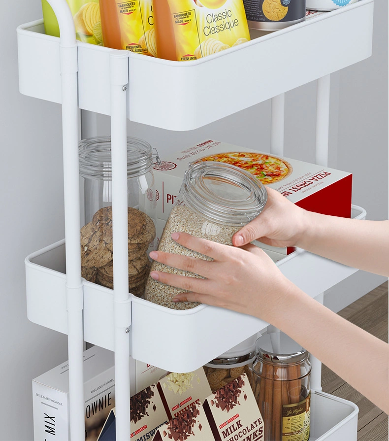 Three Tiers Iron Kitchen Moving Fruit and Vegetable Storage Rack with Wheels Storage Holders &amp; Racks for Kitchen Kithen Fruit Rack